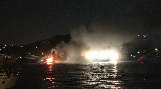 Bebek'te lüks tekne alev alev yandı
