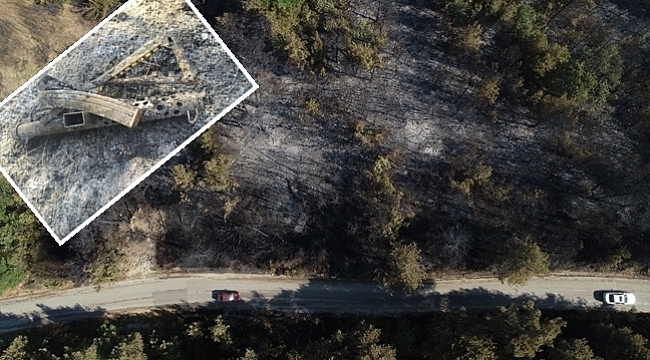 Bursa'da küle dönen ormanlık alanda otomatik tüfek bulundu