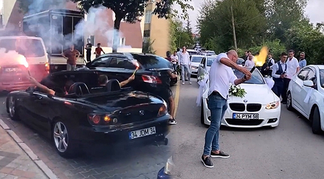 İstanbul'da silahlı, çakarlı ve kuralsız düğün konvoyu terörü kamerada