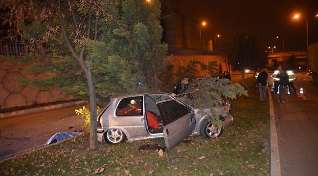 Ağaca çarpan aracın otomobil sürücüsü hayatını kaybetti
