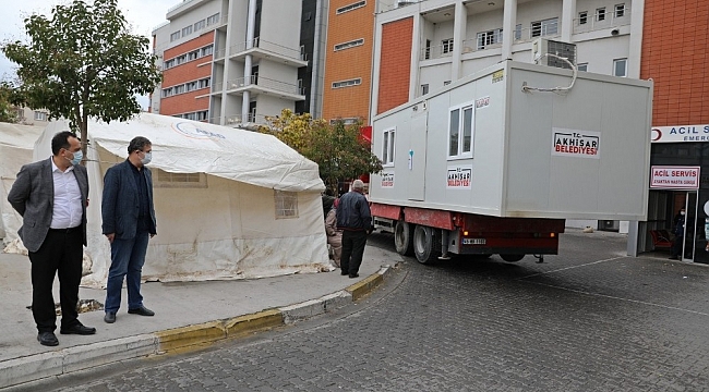 Akhisar Belediyesi'nden korona virüs tespit merkezine konteyner desteği