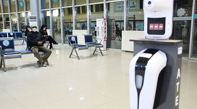 Aksaray terminalinde korona tedbirleri devam ediyor