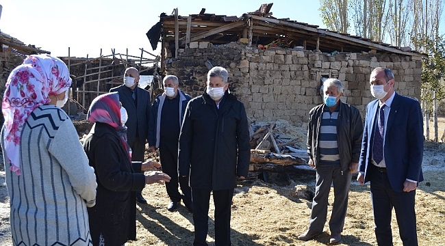Başkan Özkan Altun'dan ahırı yanan aileye geçmiş olsun ziyareti