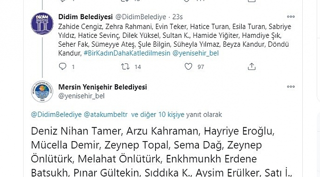 Belediyeler kadına yönelik şiddete tweet zinciri ile dikkat çekti
