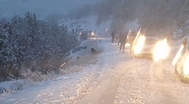 Bingöl'de kar nedeniyle araçlar yol kaldı