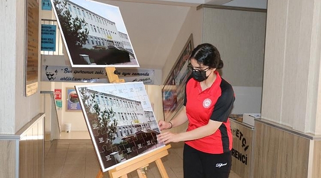Erzincan Spor Lisesi öğrencileri yap-boz ile okulun fotoğrafını oluşturdular