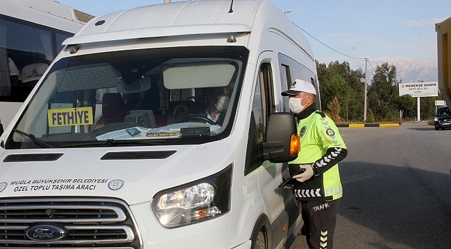 Fethiye'de toplu taşıma araçlarına Korona virüs denetimi