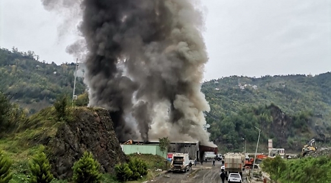 Giresun'da katı atık çöp tesisinde yangın
