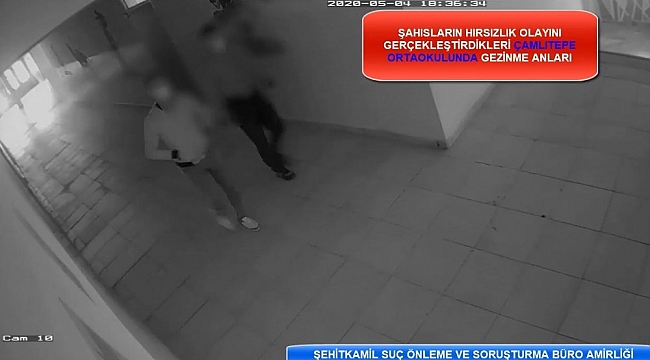 Güvenlik kamerası hırsızları güvenlik kamerasına yakalandı