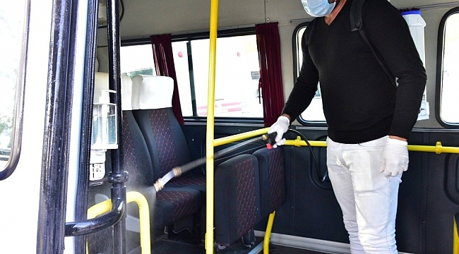 İncirliova'da dolmuşlar dezenfekte edildi