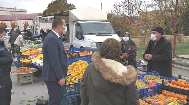 Kaymakam Güven'den pazar yerinde Covid-19 denetimi