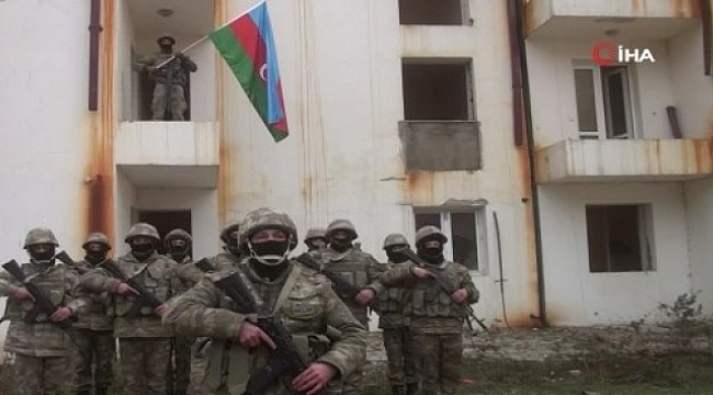 Kelbecer'e Azerbaycan bayrağı dikildi