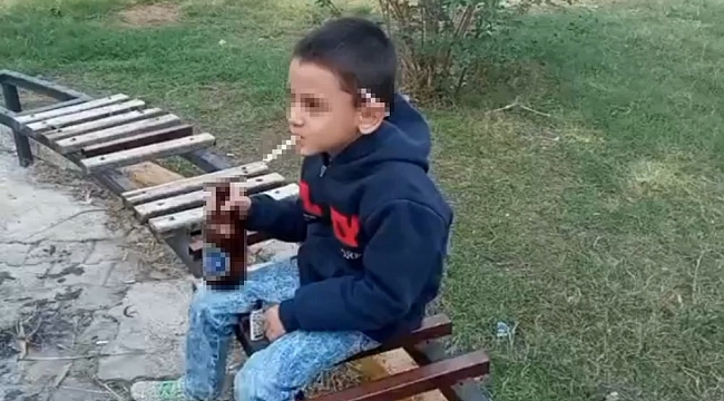 Küçük çocuğun eline içki, sigara verip o anları kaydettiler