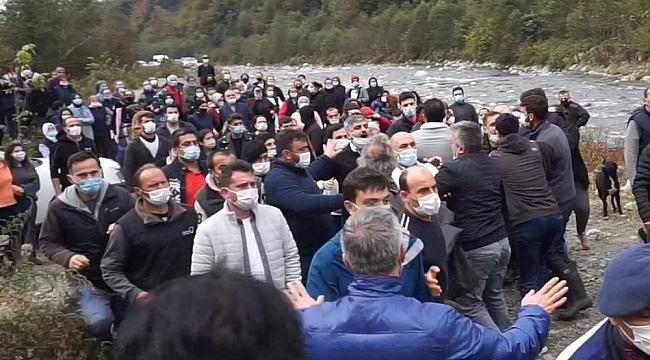 Mahkeme heyetinin keşif yaptığı sırada arbede çıktı
