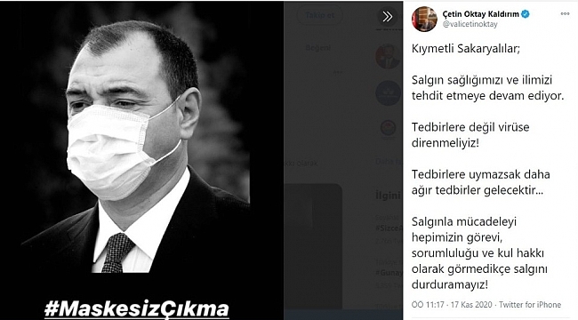 Sakarya Valisi Kaldırım uyardı: "Tedbirlere uymazsak daha ağır tedbirler gelecektir"