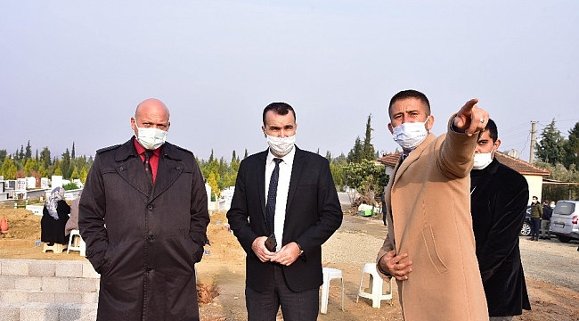 Alaşehir'de mezarlık çalışmaları incelendi