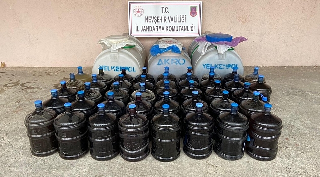 Avanos'ta 2 ton kaçak içki ele geçirildi