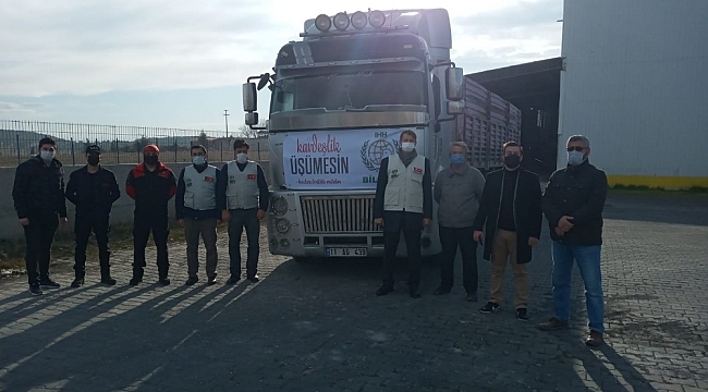 Bilecik'ten Suriye'ye 1 tır yardım malzemesi yola çıktı