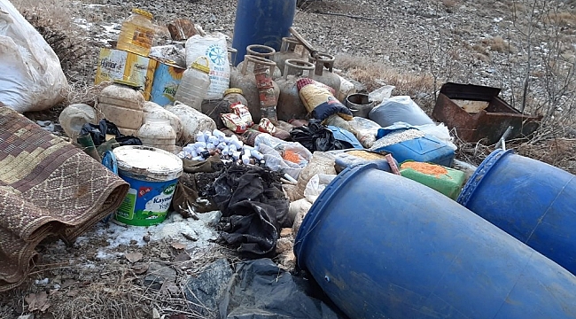 Bitlis'te patlayıcı yapımında kullanılan malzemeler ele geçirildi
