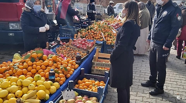 Çavdarhisar pazarında Korona virüs denetimi