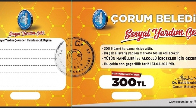 Çorum Belediyesi'nden esnafa destek
