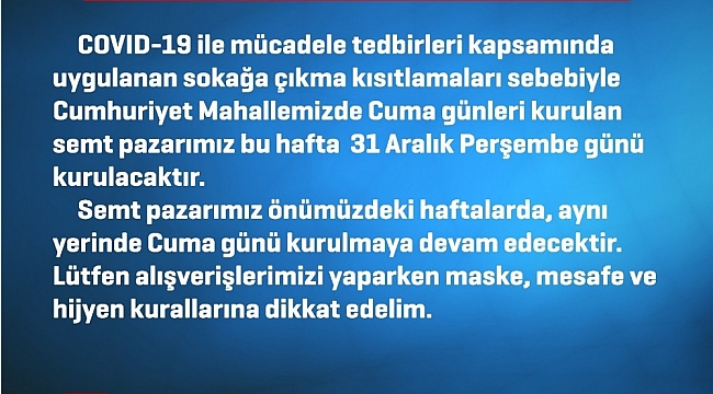 Didim'de semt pazarı Perşembe günü kurulacak