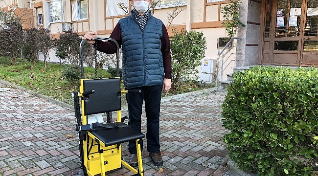 Engelli kişilerin merdiven kullanımına "tırmanma cihazlı" destek