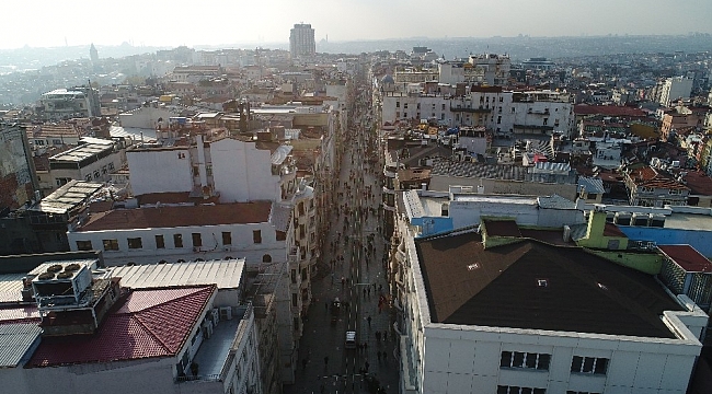İstiklal Caddesi tedbirlerden sonra havadan görüntülendi