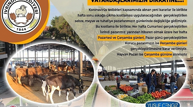 İvrindi'de pazar yerlerinin günleri değişti