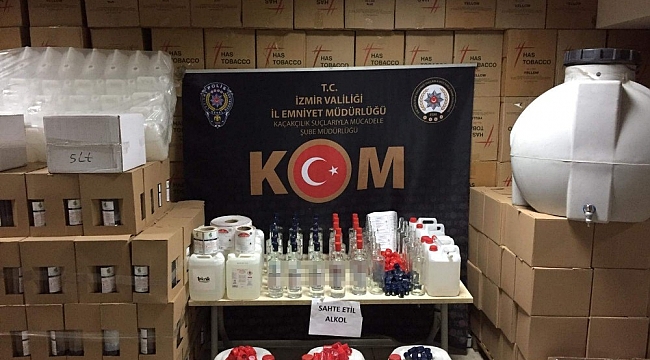 İzmir'de, sahte etil alkol imalatı yapan 7 şahsı yakalandı
