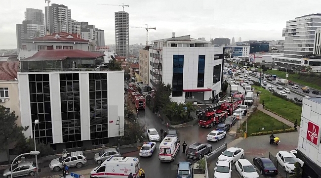 Maltepe'de yangının çıktığı hastane havadan görüntülendi