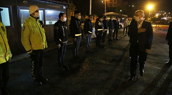 Rize protokolünden yıl başı gecesi çalışanlara ziyaret