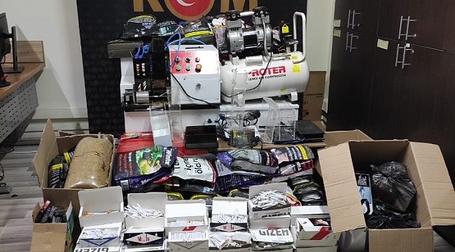 Silifke'de kaçak tütün ve makaron operasyonu
