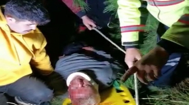Uçuruma düşen şahsı itfaiye kurtardı