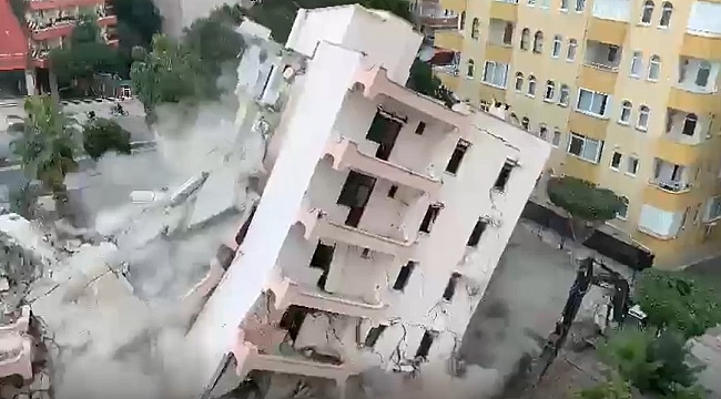 Yürekleri ağza getiren apartmanın yıkımı