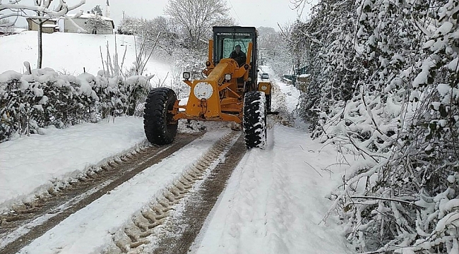Altınova'da karla mücadele devam ediyor