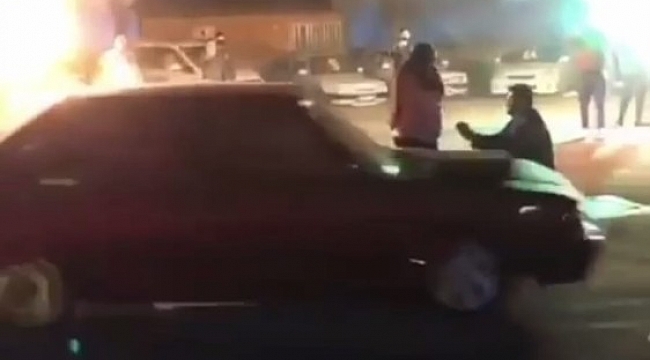 Antalya'da drift eşliğinde evlilik teklifi
