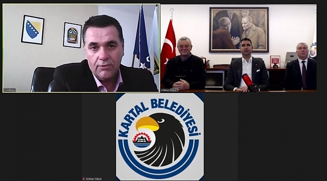 Başkan Gökhan Yüksel, kardeş belediye başkanları ile online görüşme gerçekleştirdi