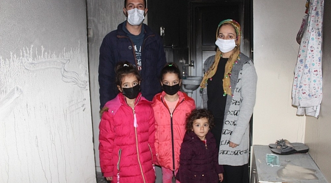 Beş kişilik aile yangında evsiz kaldı