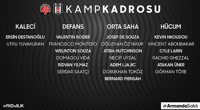 Beşiktaş'ta Karagümrük maçının kadrosu açıklandı