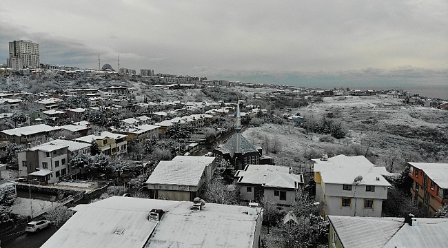 Büyükçekmece'den kar manzaraları