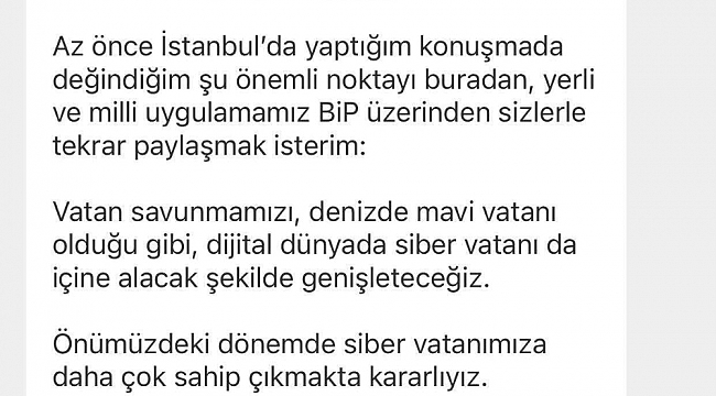 Cumhurbaşkanı Erdoğan'dan BİP paylaşımı