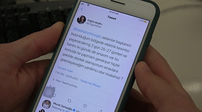 Elektriksiz kalan üniversite öğrencisinin talebini geri çevirmediler, jenatör ile imdadına yetiştiler