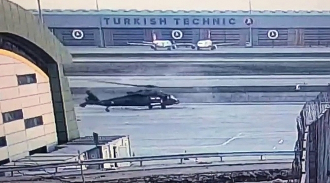 Havalimanındaki helikopter kaza anı kamerada