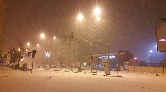 Iğdır'da gece lapa lapa yağan kar görsel şölen oluşturdu