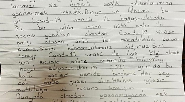 İlkokul öğrencisinden ilçe sağlık müdürüne anlamlı mektup