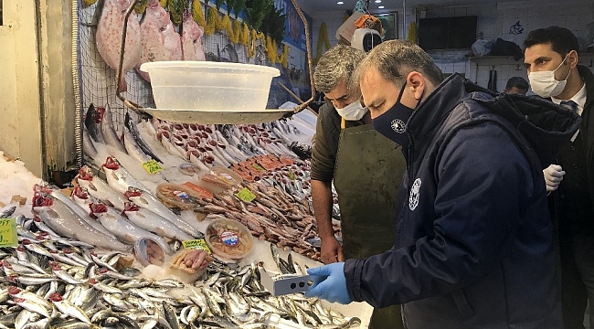 İstanbul'da balık tezgahlarında hamsi boylarına denetim