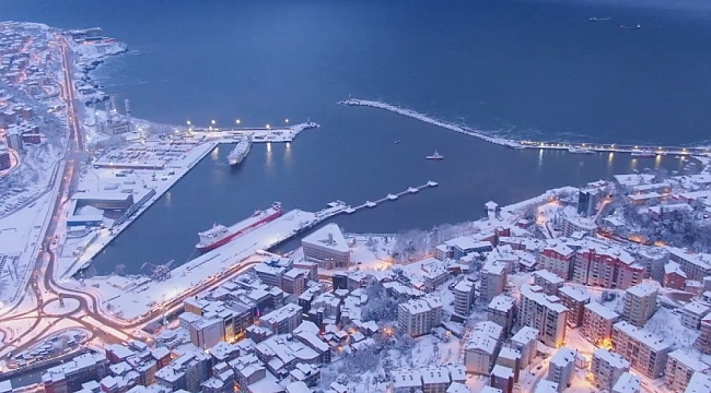 Kar manzaralı Zonguldak havadan görüntülendi