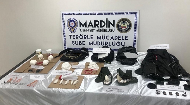 Mardin'de spor çantasına gizlenmiş patlayıcı madde ve bomba ele geçirildi
