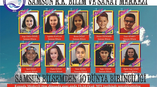 Matematikte 10 dünya birincisi Samsun BİLSEM'den